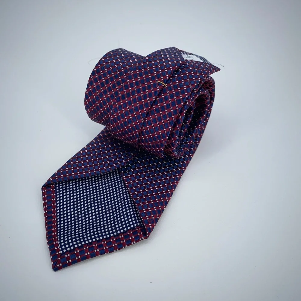 Eton Tie Mens One Size‎ Navy Red Patterned Silk Classic Fit Necktie England Made